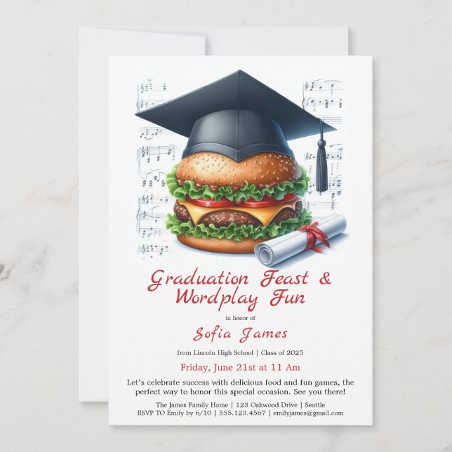 Burger Bash Graduation Celebration Invitation (Devant)