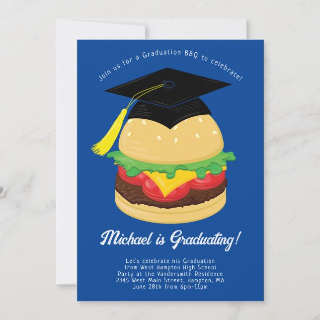 Burger BBQ Graduation Party Invitation (Devant)
