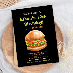 Burger Brown noir Invitations d'anniversaire