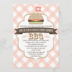 Burger rose Couples BBQ Invitations De Douche Bébé