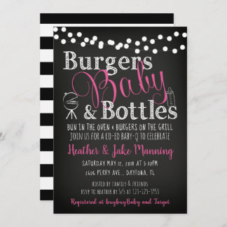 Burgers Bouteilles Roses, Invitation Baby shower F