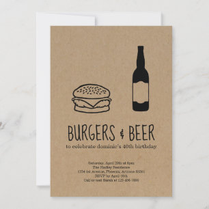 Burgers et bière Bachelor / Invitation de fête d'a