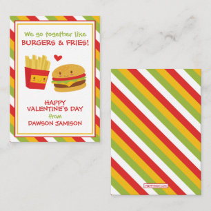 Burgers & Fries Valentine's Classroom Cartes