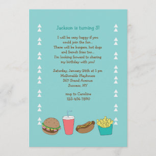 Burgers Hot Dogs et Fries Invitation