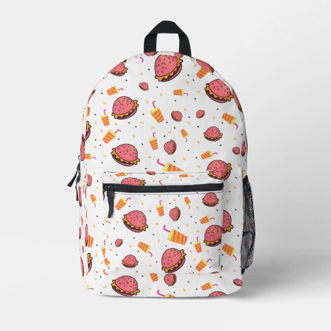 Burgers motif imprimé sac à dos (Recto)