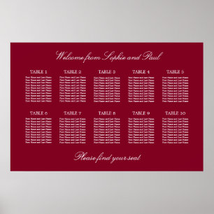 Burgundy 10 Mariage de table Poster