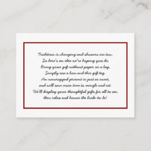 Burgundy Afficher la carte d'insertion de douche d