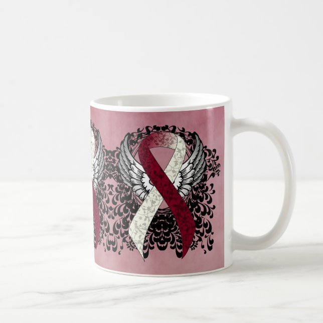 Burgundy and Ivory Ribbon with Wings Coffee Mug (Droite)
