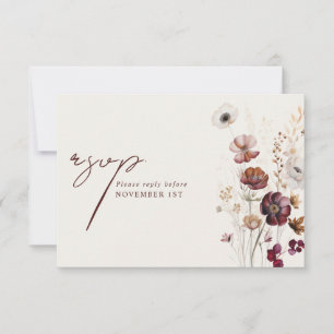 Burgundy Anemone Floral Mariage Repas RSVP