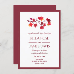 Burgundy Automne Feuilles Mariages Invitations
