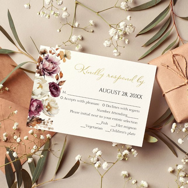 Burgundy Automne Floral Automne Quinceanera Cartes (Créateur téléchargé)