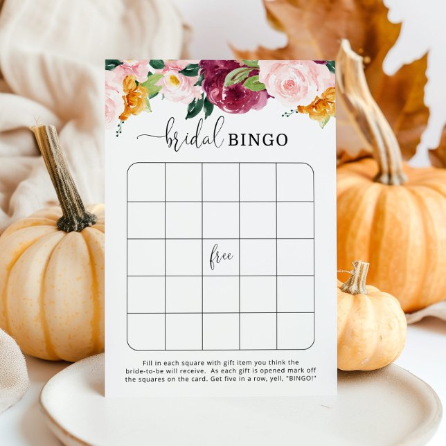 Burgundy automne nuptiale jeu de bingo (Créateur téléchargé)