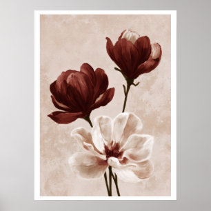 Burgundy Bloom Affiche d'art floral peint