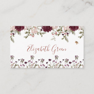Burgundy Bloom Carte de visite florale aquarelle