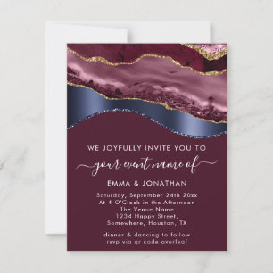 Burgundy Blue Navy Gold Bordure Vague QR Code