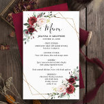 Burgundy Blush<br><div class="desc">Elegant et moderne c geometric watercolor floral wedding menu card fequet a bouquet of burgundy / marsala , blush pink, purple, peach watercolor roses with matching foliage. Parfait pour un cas / midsummer wedding. Please find more matching designs and variations from my blissweddingpaperie. And feel free to contact me for...</div>