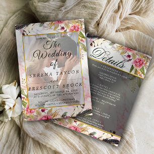 Burgundy Blush Élégant Faire-part de mariage Vellu