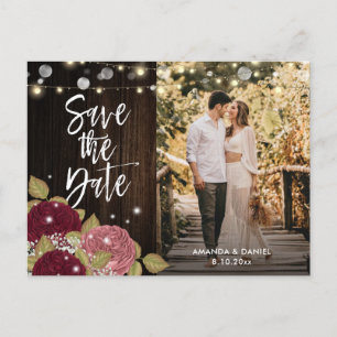 Burgundy Blush Enregistrer La Date Photo Cartes Po