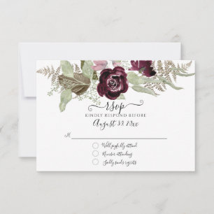 Burgundy Blush Floral Élégant Mariage Sage RSVP