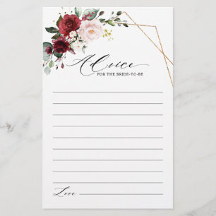 Burgundy Blush Floral Moderne Fête des mariées Con