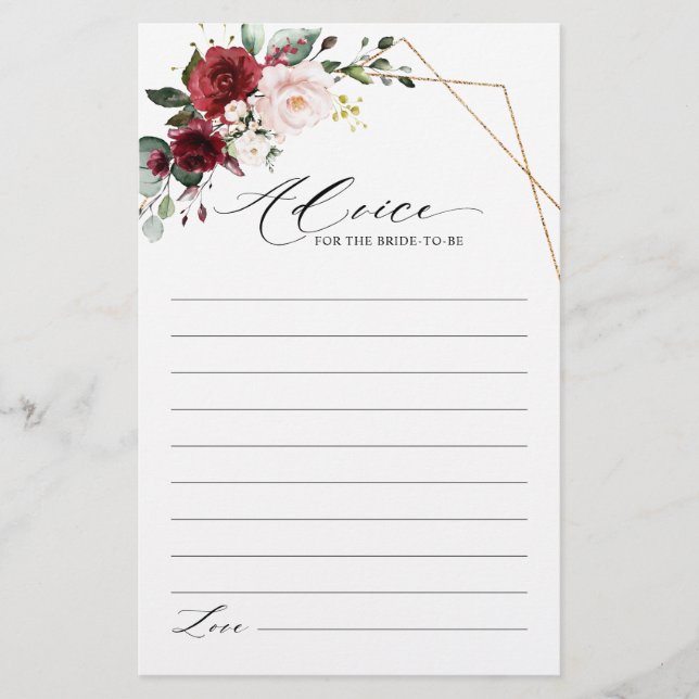 Burgundy Blush Floral Moderne Fête des mariées Con (Devant)