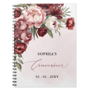 Burgundy Blush Floral Quinceañera Livre d'or