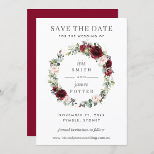 Burgundy Blush Floral Wedding Enregistrer la carte