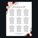 Burgundy Blush Rose 9 Tableau Mariage de table<br><div class="desc">Ce beau tableau de sièges mariage de 9 tables présente un design boho chic rustique avec des roses aquarelles peints à la main dans les tons rouge pourpre, bordeaux et rose roux, ainsi que des feuilles d'eucalyptus et de la verdure du jardin. Il a assigné des sièges pour 90 personnes...</div>