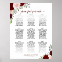Burgundy Blush Rose 9 Tableau Mariage de table
