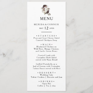 Burgundy Boho Floral Mariage Diner Menu