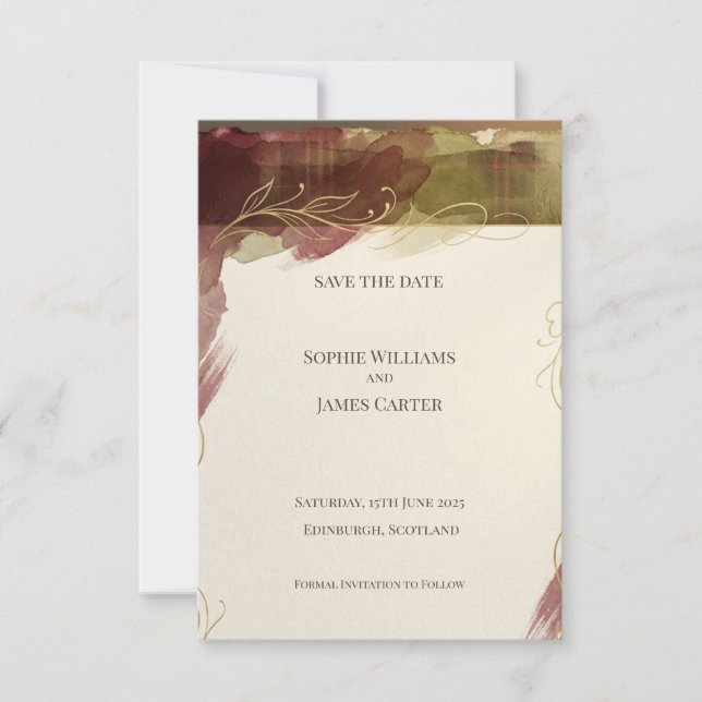 Burgundy Botanical Save the Date | Aquarelle d'Aut (Devant)