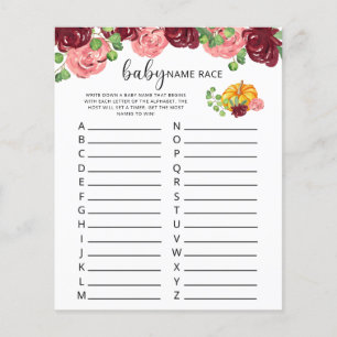 Burgundy citrouille Baby jeu de nom race