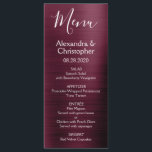 Burgundy Cranberry Menu de Mariage moderne et élég<br><div class="desc">Mariage Bourgogne Cranberry Purple Moderne Faux Metallic Acier Inoxydable Menu. Ce menu marsala et Mariage à script blanc girly moderne peut être customisé pour inclure les noms de la Mariée et de la Salle, la date du mariage et les options du menu du dîner mariage. Ce menu fait partie d'une...</div>