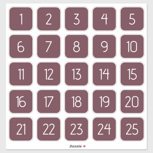 Burgundy Customizable Square Number Stickers  (Feuille)