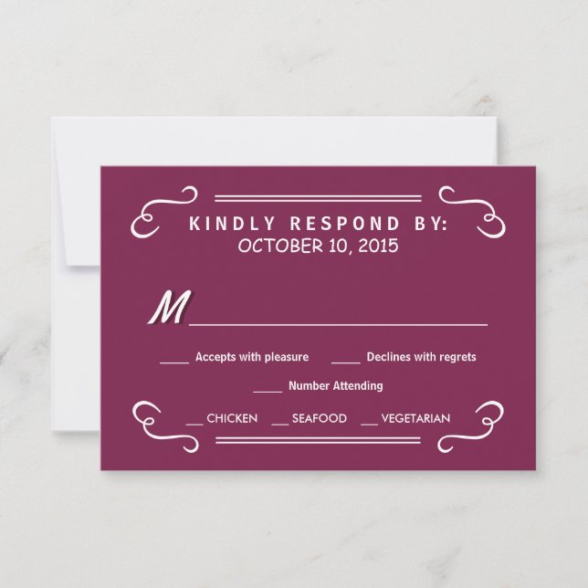 Burgundy Eat Drink & RSVP Rustic Mariage Réponse (Devant)