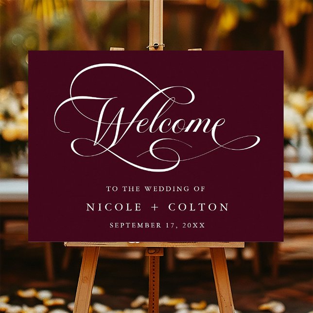 Burgundy Elegant Caligraphy Mariage Affiche de bie (Créateur téléchargé)