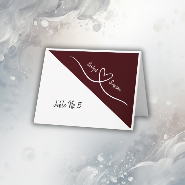 Burgundy et blanc élégant invité Cartes de siège (Créateur téléchargé)