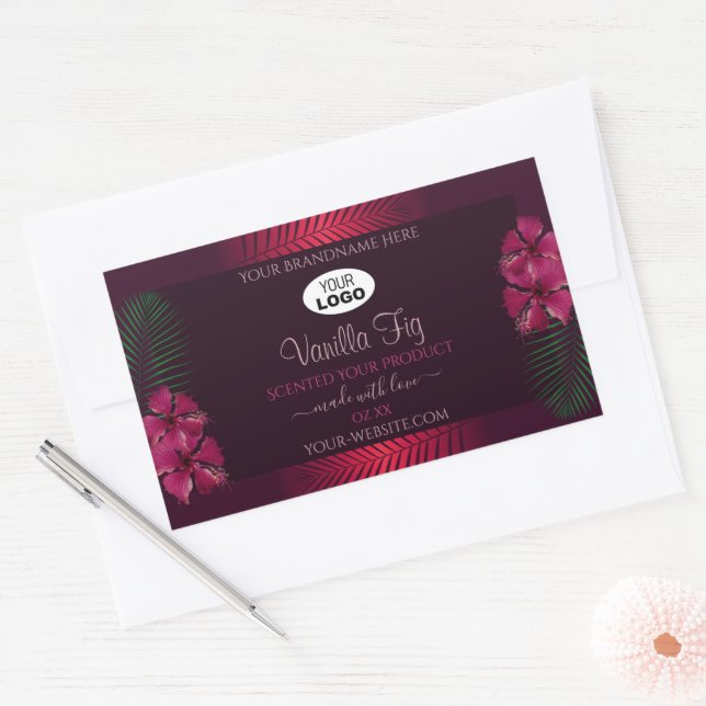 Burgundy Étiquettes Hawaii Fleurs Feuille Logo (Enveloppe)