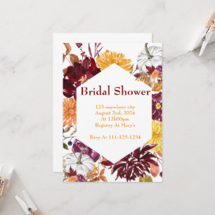 BURGUNDY FALL FOLIAGE BRIDAL DOUCHE INVITATION