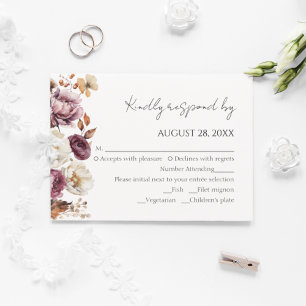 Burgundy Floral Autumn Arch Wedding Cartes RSVP
