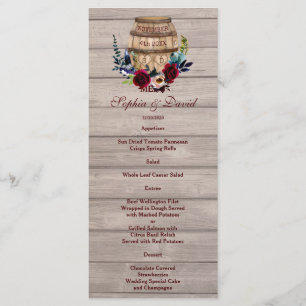 Burgundy Floral Barrel Mariage de automne Menu