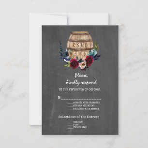 Burgundy Floral Vin Baril Automne Chalkboard RSVP