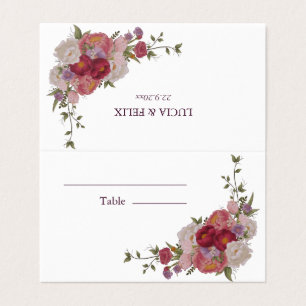 Burgundy Forest Floral Mariage Cartes de Place