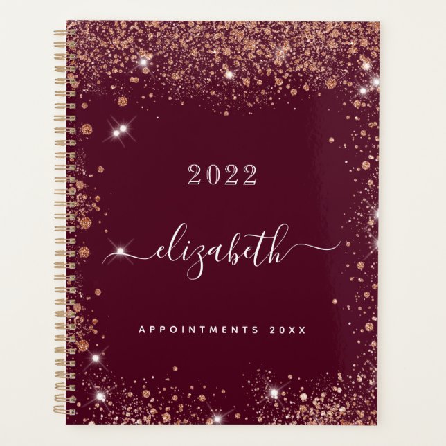 Burgundy glitter dust name script 2023 (Devant)