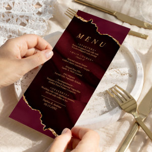 Burgundy Gold Calligraphy Menu Mariage