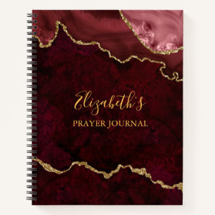 Burgundy Gold Marble Agate Geode Prière Journal