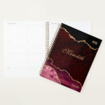 Burgundy Gold Parties scintillant Agate Planner pe<br><div class="desc">Burgundy rose et or Parties scintillant agate style géode Planner personnalisé</div>