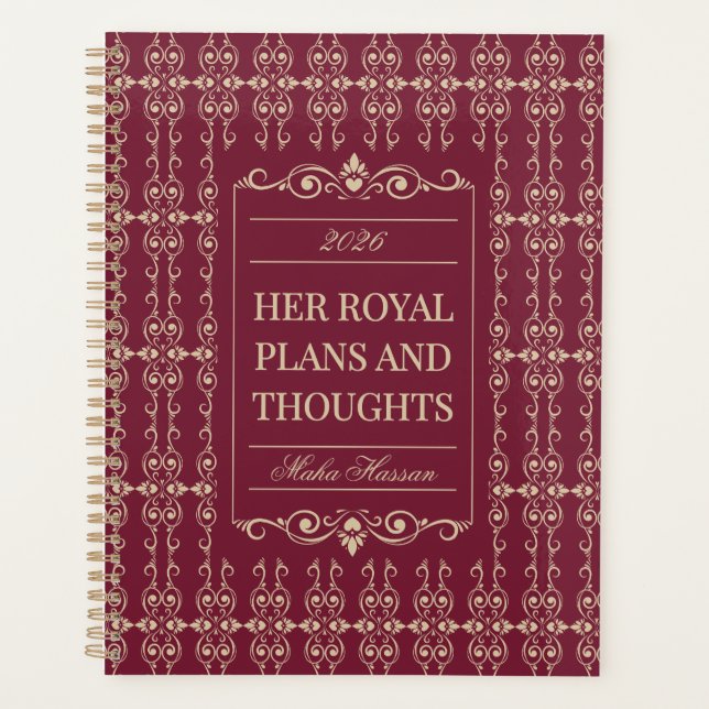 Burgundy & Gold Planner | Personalized Name & Year (Devant)