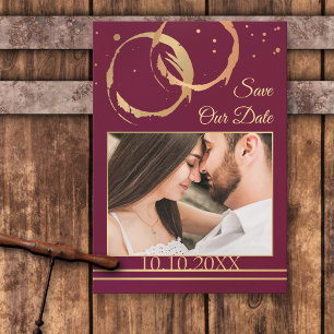 Burgundy Gold Wine Photo Enregistrer la carte Date