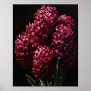 Burgundy Hyacinth Flowers Art Imprimer Poster